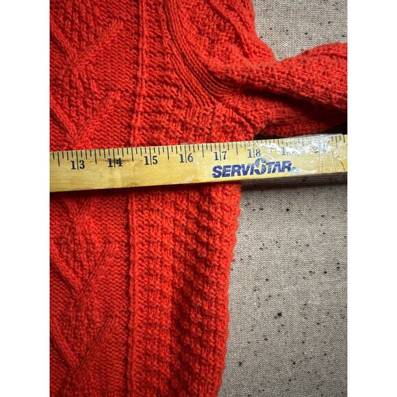 Gap Poppy Red Cotton Cable Knit Fisherman Sweater Women’s Large - Picture 6 of 6